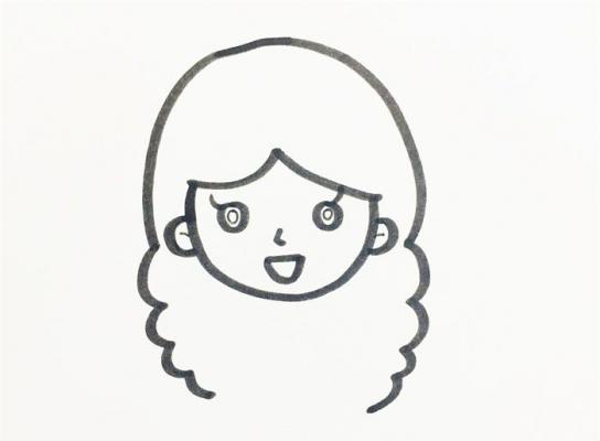 1,首先要画出妈妈长长的头发轮廓出来,下半部分头发微卷,再画出脸部