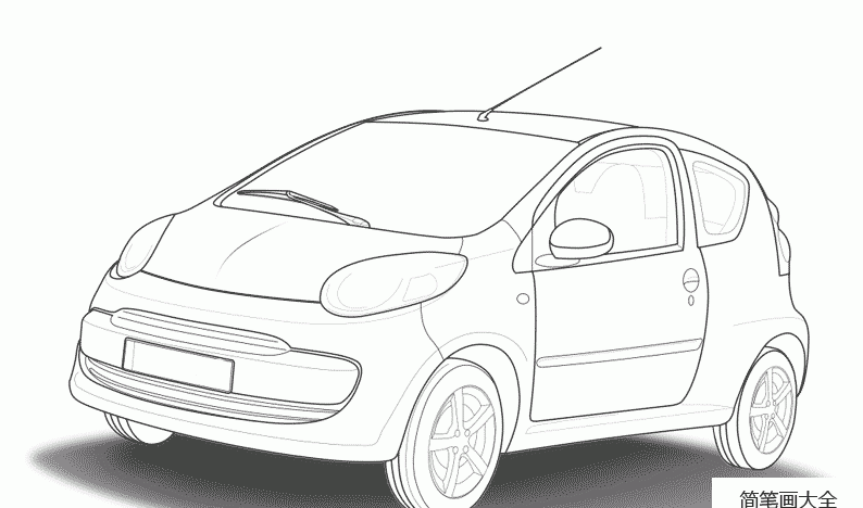 交通工具简笔画 甲壳虫型汽车简笔画图片